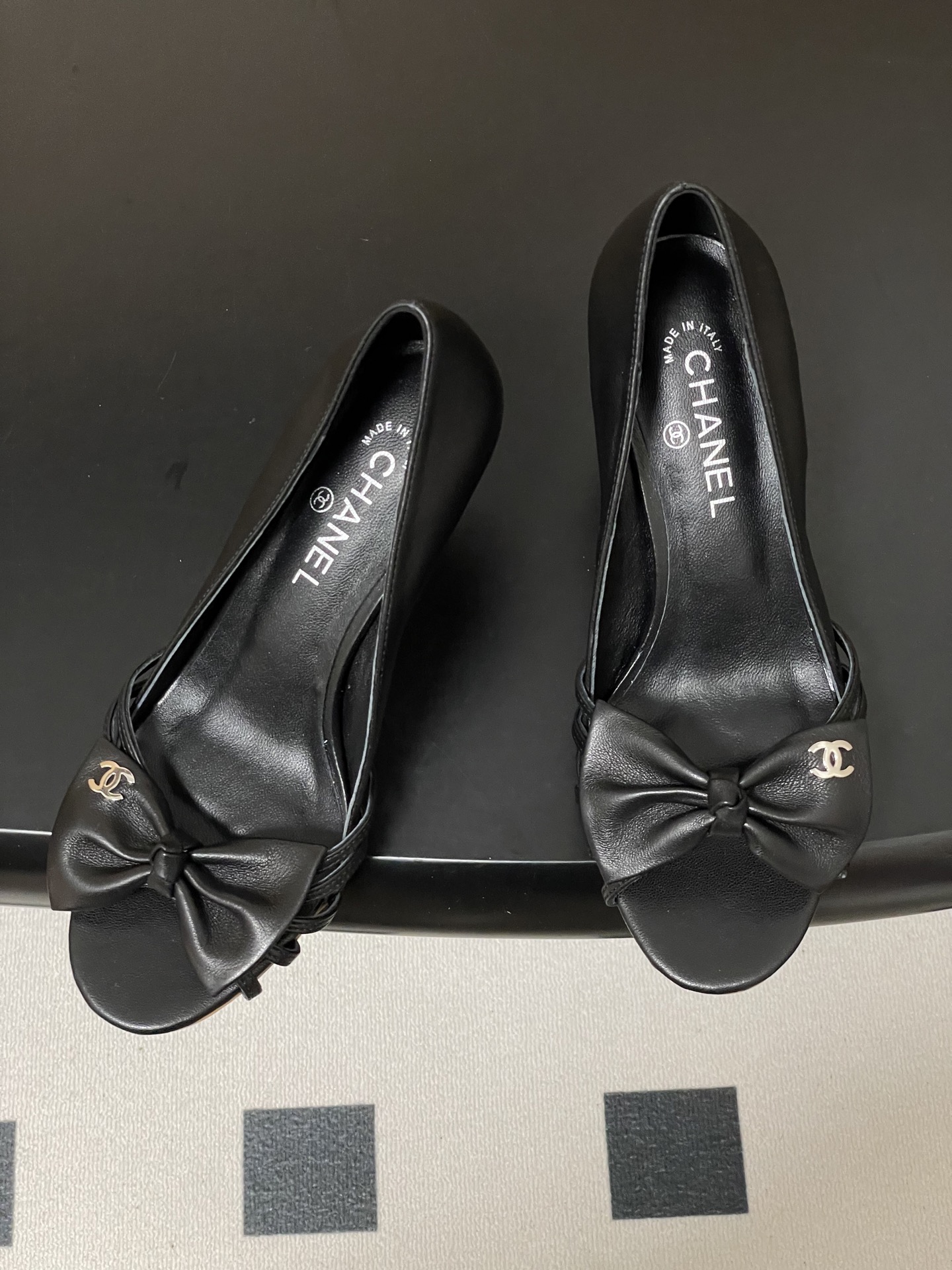 -2026 早春新款 Chanel 小香 Vintage中古风 露趾鱼嘴蝴蝶结高跟单鞋/细跟凉拖鞋/尖头