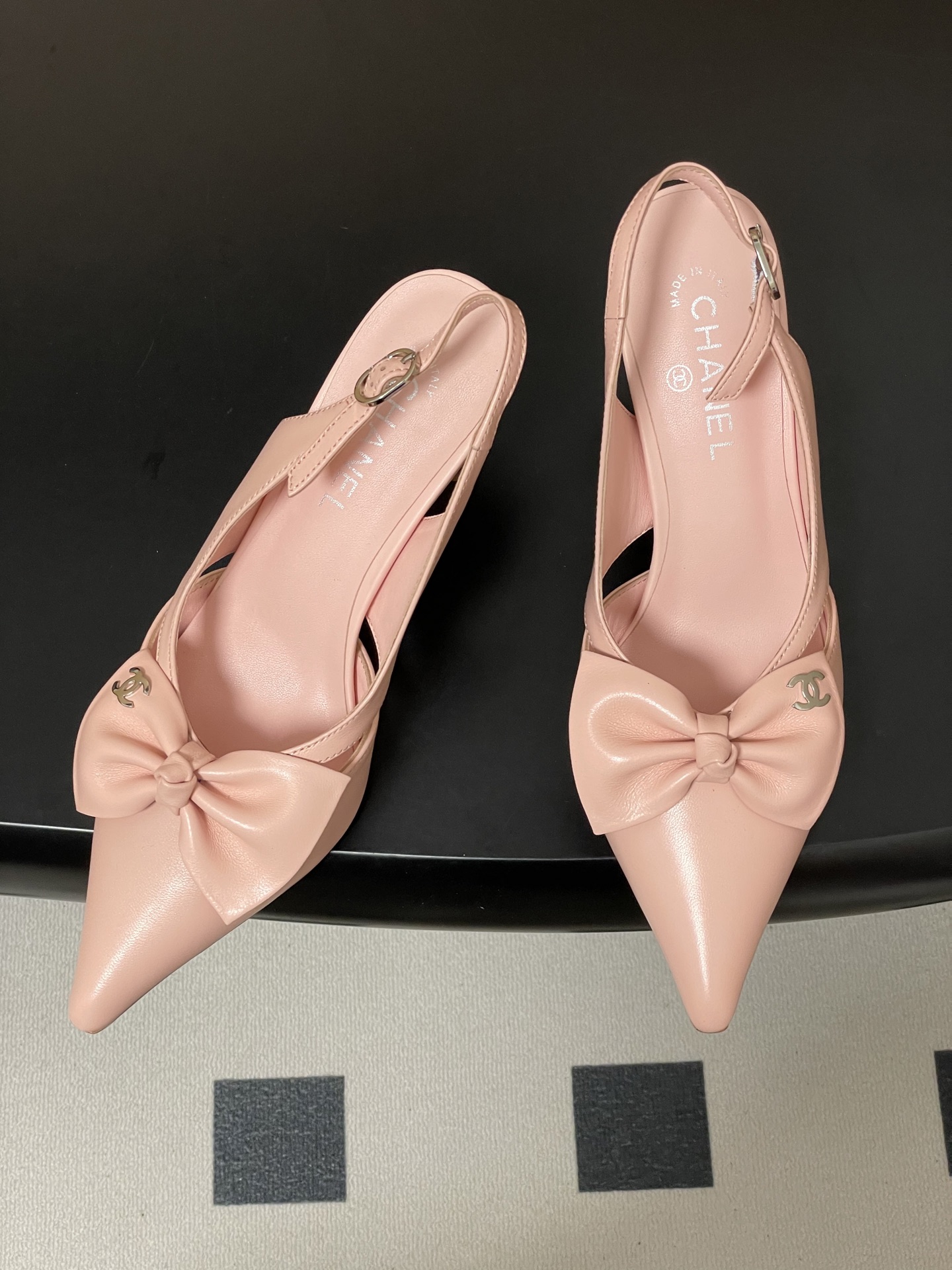 -2026 早春新款 Chanel 小香 Vintage中古风 露趾鱼嘴蝴蝶结高跟单鞋/细跟凉拖鞋/尖头