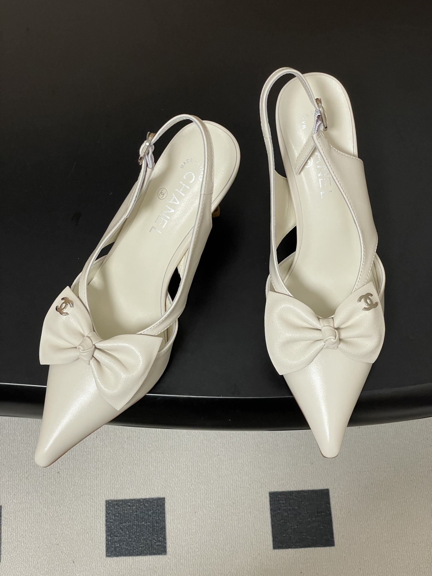 -2026 早春新款 Chanel 小香 Vintage中古风 露趾鱼嘴蝴蝶结高跟单鞋/细跟凉拖鞋/尖头