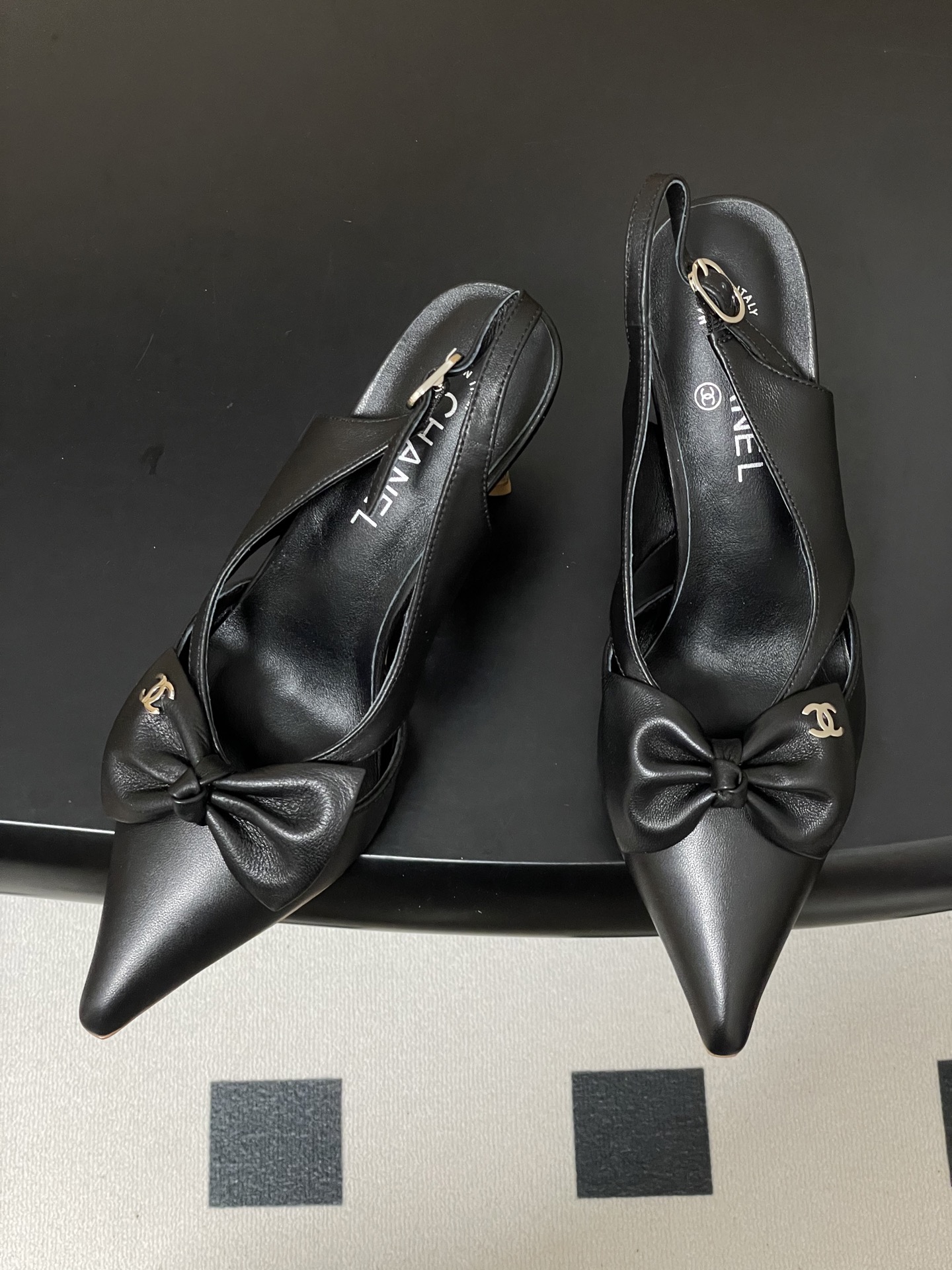-2026 早春新款 Chanel 小香 Vintage中古风 露趾鱼嘴蝴蝶结高跟单鞋/细跟凉拖鞋/尖头