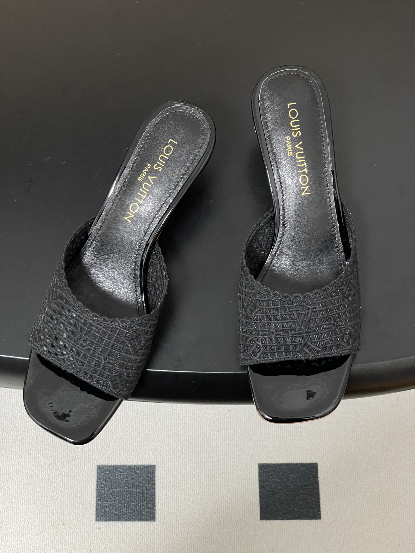 -26Ss春夏新款Louis vuiteeon 路易威登LV 6AM凉拖鞋小猫跟拖鞋字母刺绣蕾丝网面一字