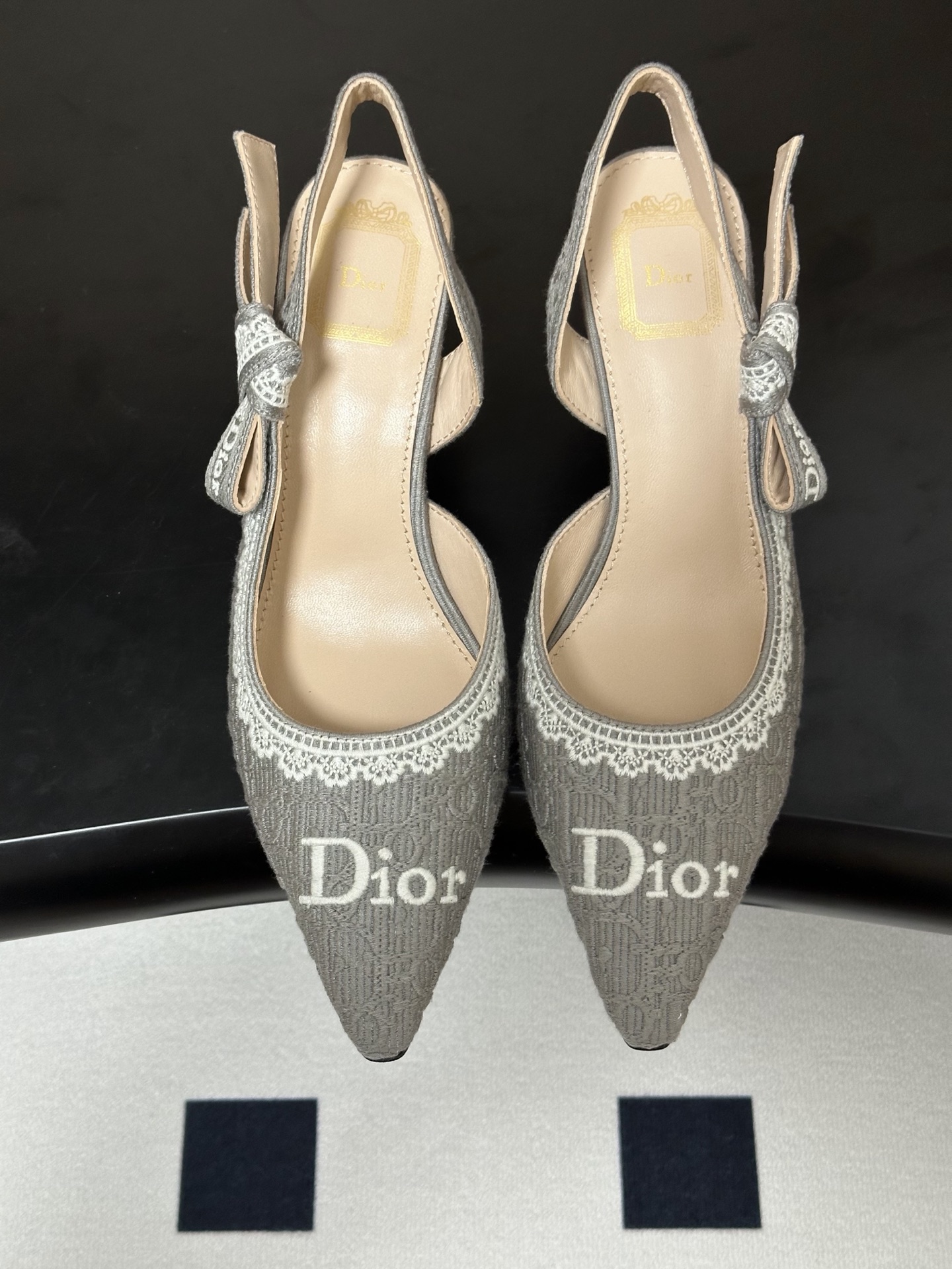 Dior 26ss春夏新款Dior 迪奥 J'Adior 饰带高跟凉鞋 CD字母刺绣织带蝴蝶结提花蕾丝花边高跟鞋小猫跟凉鞋