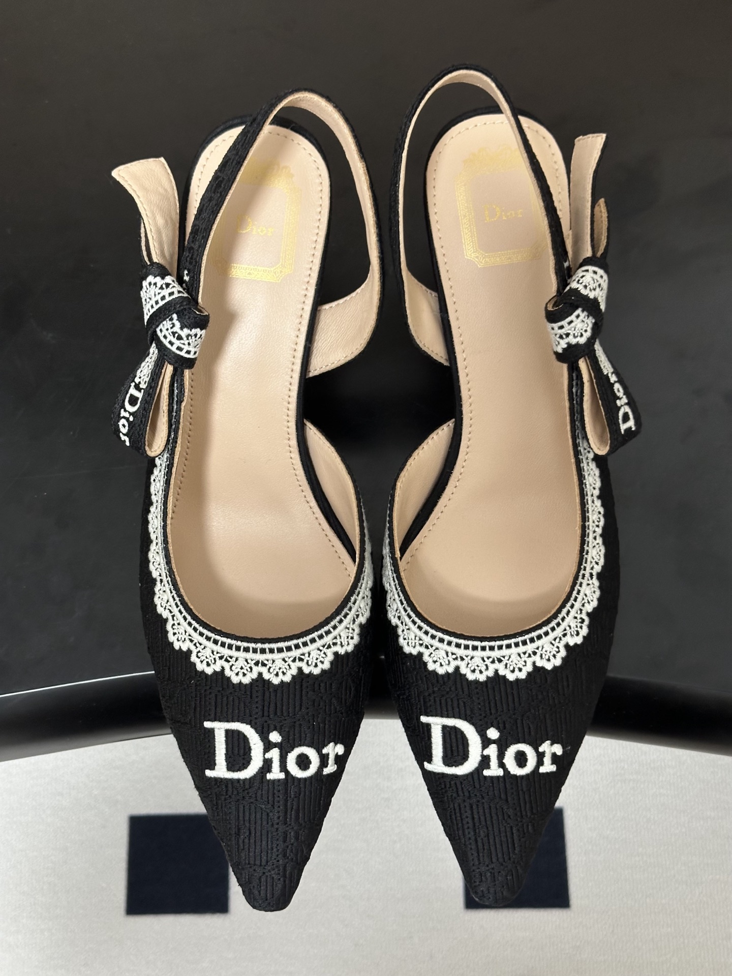 Dior 26ss春夏新款Dior 迪奥 J'Adior 饰带高跟凉鞋 CD字母刺绣织带蝴蝶结提花蕾丝花边高跟鞋小猫跟凉鞋