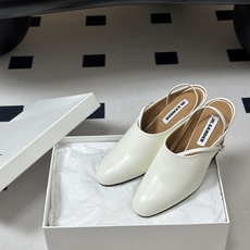 JIL SANDER 吉尔桑达 26Fw春夏新款复古风粗跟细带搭扣穆勒鞋/深口单鞋高跟鞋极简深口单鞋|清 JIL SANDER 吉尔桑达 26Fw春夏新款复古风粗跟细带搭扣穆勒鞋/深口单鞋高跟鞋极简深口单鞋|清