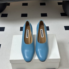 JIL SANDER 吉尔桑达 26Fw春夏新款复古风粗跟细带搭扣穆勒鞋/深口单鞋高跟鞋极简深口单鞋|清 JIL SANDER 吉尔桑达 26Fw春夏新款复古风粗跟细带搭扣穆勒鞋/深口单鞋高跟鞋极简深口单鞋|清