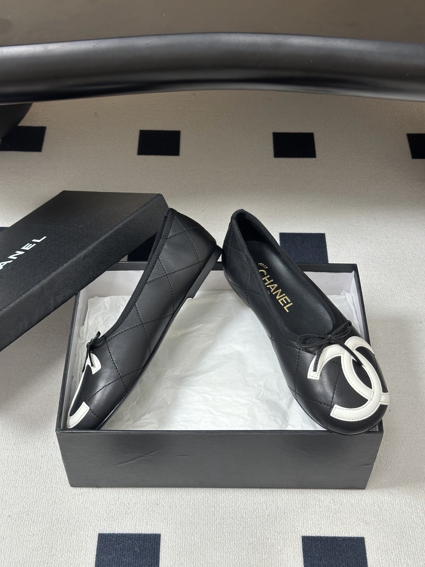 26P春夏新款Chanel 小香中古款康鹏2代真皮底系列芭蕾舞鞋大双C平底单鞋经典蝴蝶结浅口单鞋复古款来