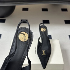 Saint Laurent 圣罗兰 26ss走秀款YSL小方头高跟后空凉鞋经典字母金属扣高跟鞋走秀款 把 Saint Laurent 圣罗兰 26ss走秀款YSL小方头高跟后空凉鞋经典字母金属扣高跟鞋走秀款 把
