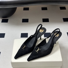 Saint Laurent 圣罗兰 26ss走秀款YSL小方头高跟后空凉鞋经典字母金属扣高跟鞋走秀款 把 Saint Laurent 圣罗兰 26ss走秀款YSL小方头高跟后空凉鞋经典字母金属扣高跟鞋走秀款 把