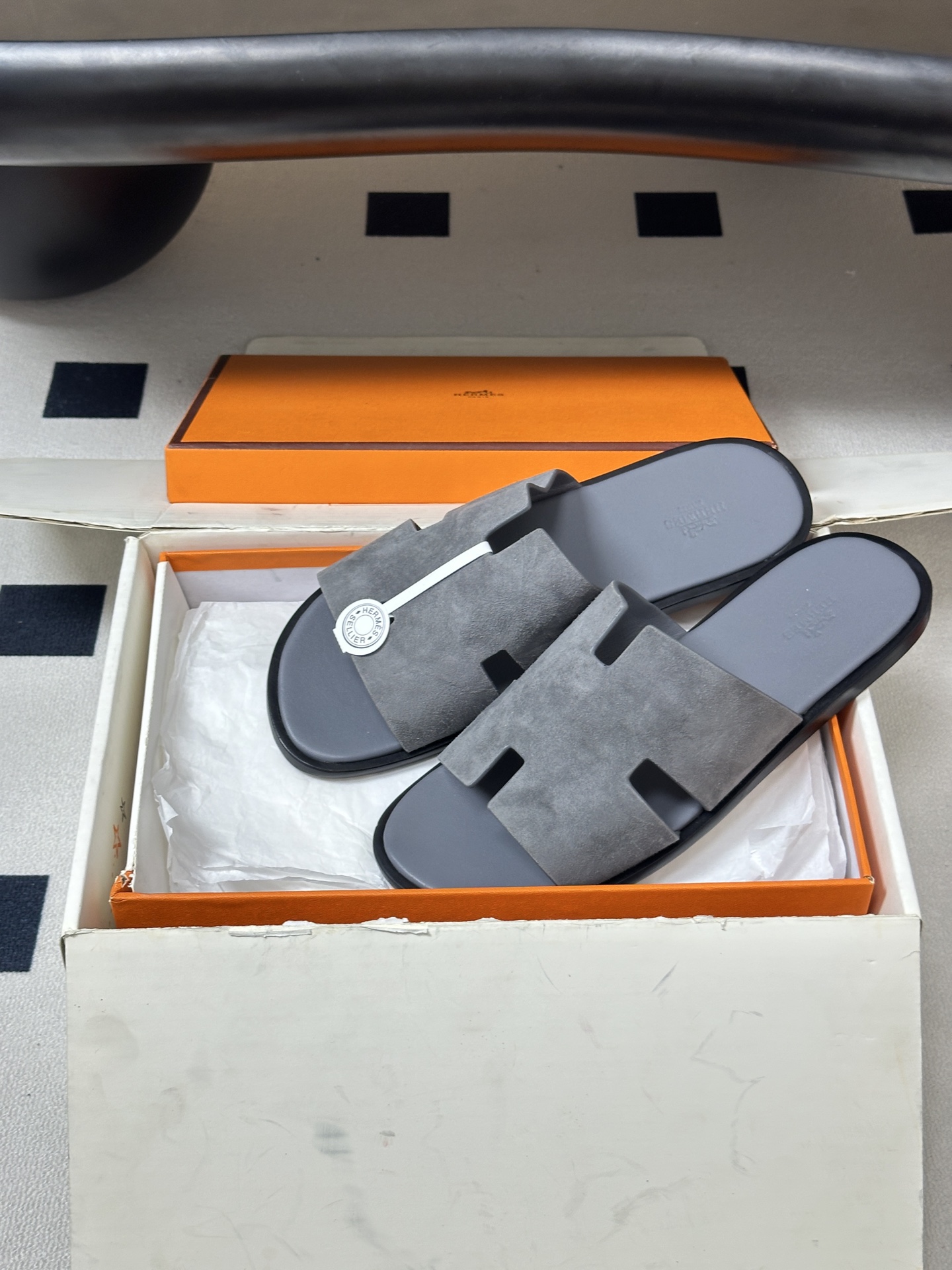 顶级品质（配高档飞机盒✈️）Hermes 爱马仕🐎 H家 Lzmir凉拖鞋系列经典款男士拖鞋 经典H型平