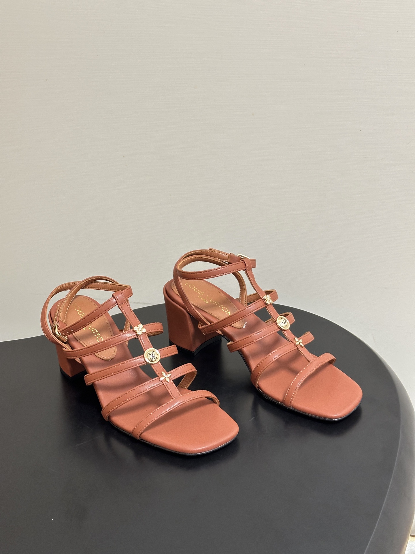 26ss夏季新款 LOUIS VUITTON 路易威登 LV GAIA凉鞋方头罗马五金扣粗跟凉鞋Gaia