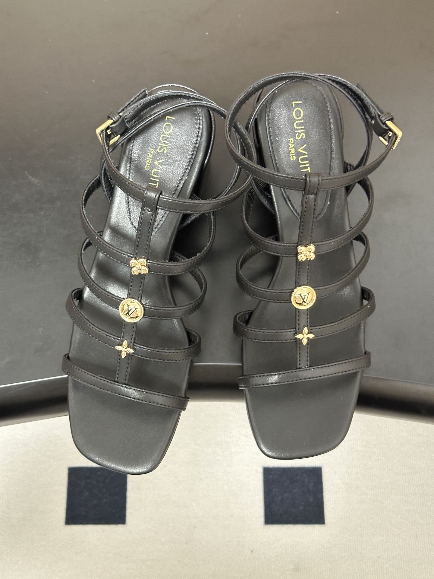 26ss夏季新款 LOUIS VUITTON 路易威登 LV GAIA凉鞋方头罗马五金扣粗跟凉鞋Gaia