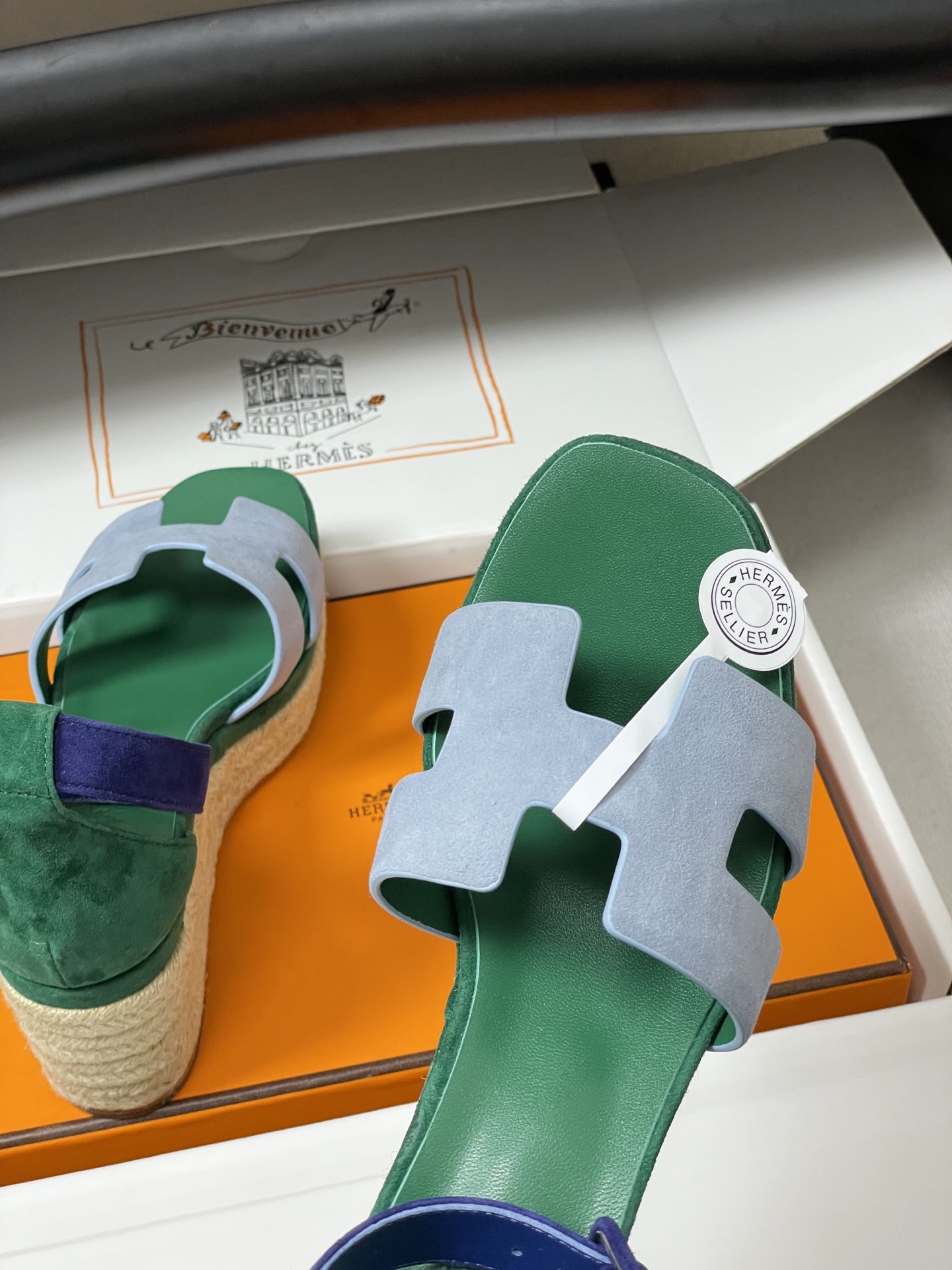 顶级品质（配高档飞机盒✈️）Hermes 爱马仕🐎 H家 Elda草编鞋系列经典H型鞋面坡跟凉鞋露趾后绑