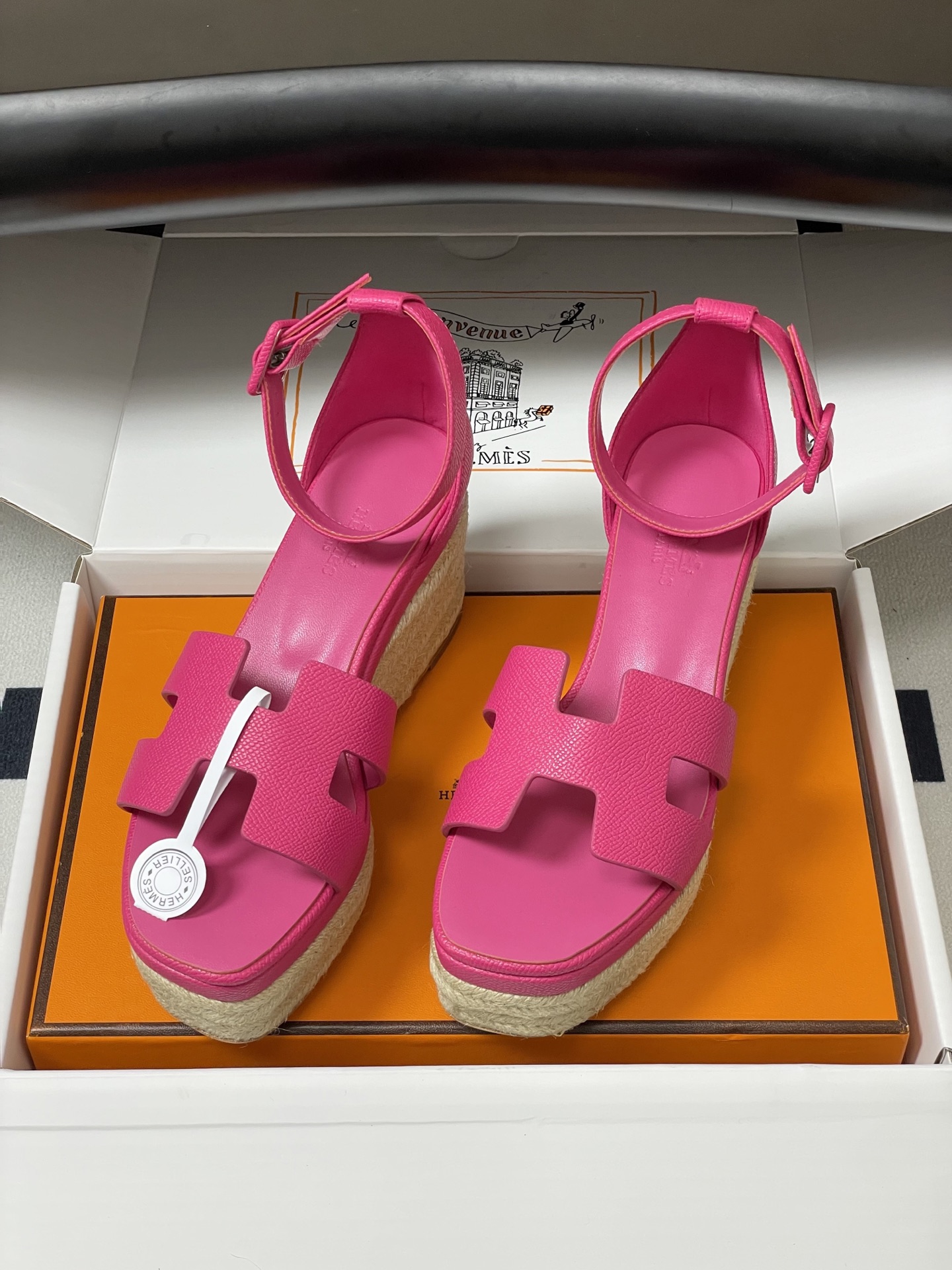 顶级品质（配高档飞机盒✈️）Hermes 爱马仕🐎 H家 Elda草编鞋系列经典H型鞋面坡跟凉鞋露趾后绑