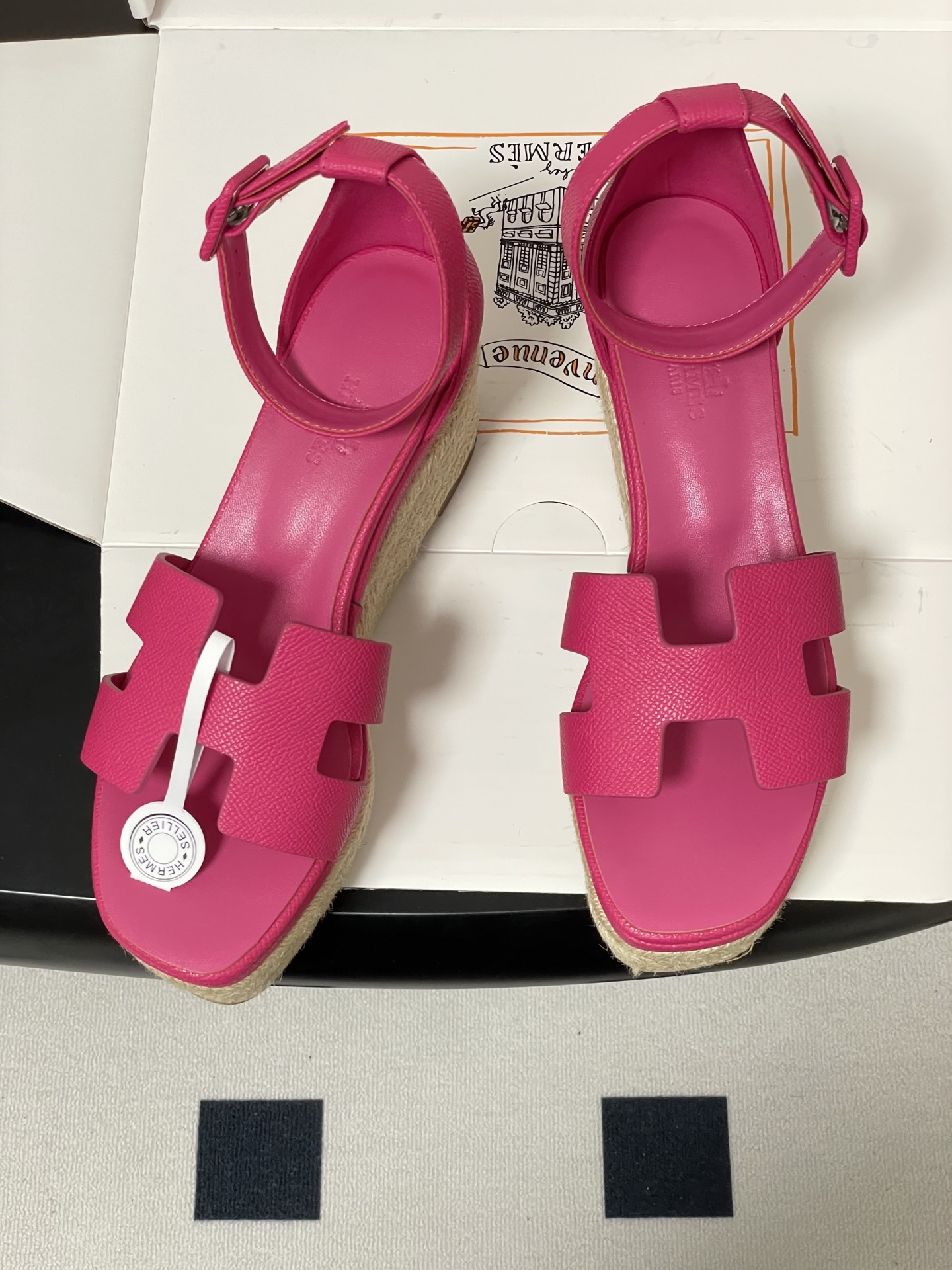顶级品质（配高档飞机盒✈️）Hermes 爱马仕🐎 H家 Elda草编鞋系列经典H型鞋面坡跟凉鞋露趾后绑