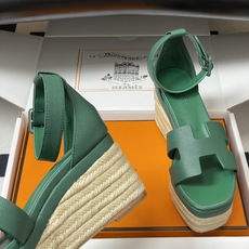 顶级品质(配高档飞机盒✈️)Hermes 爱马仕🐎 H家 Elda草编鞋系列经典H型鞋面坡跟凉鞋露趾后绑 顶级品质(配高档飞机盒✈️)Hermes 爱马仕🐎 H家 Elda草编鞋系列经典H型鞋面坡跟凉鞋露趾后绑
