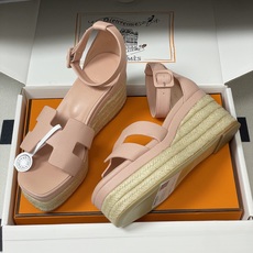 顶级品质(配高档飞机盒✈️)Hermes 爱马仕🐎 H家 Elda草编鞋系列经典H型鞋面坡跟凉鞋露趾后绑 顶级品质(配高档飞机盒✈️)Hermes 爱马仕🐎 H家 Elda草编鞋系列经典H型鞋面坡跟凉鞋露趾后绑