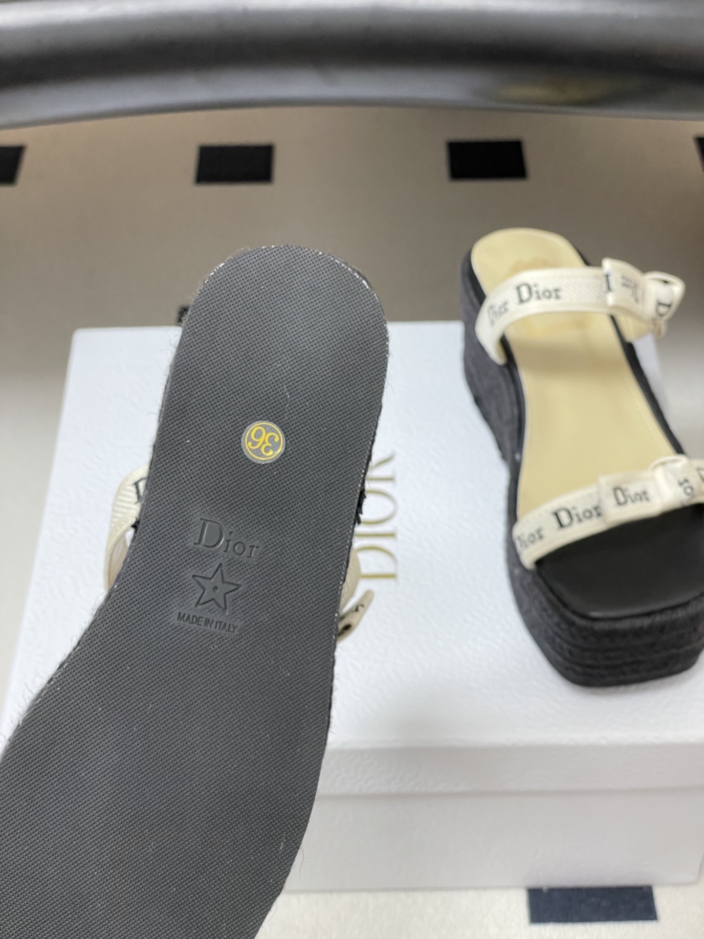 26ss春夏新款Dior 迪奥 J'Adior饰带坡跟凉拖鞋经典CD字母织带蝴蝶结方头厚底拖鞋草编麻绳底