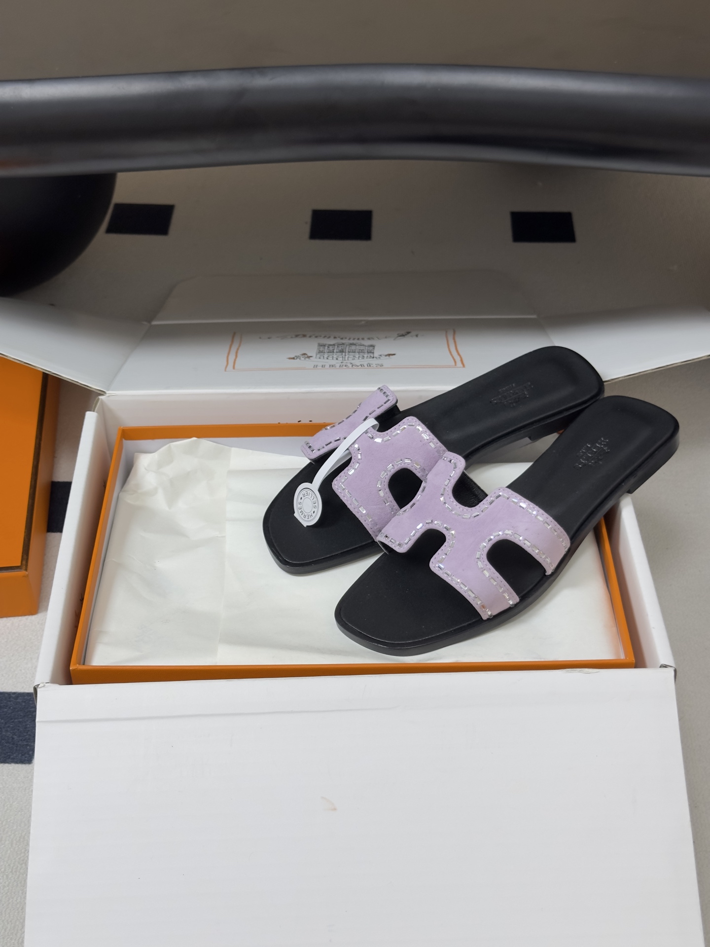 🌾 顶级品质（配高档飞机盒✈️）Hermes 爱马仕🐎 Oran钻面H拖凉鞋系列 H家烫钻H鞋面经典平底