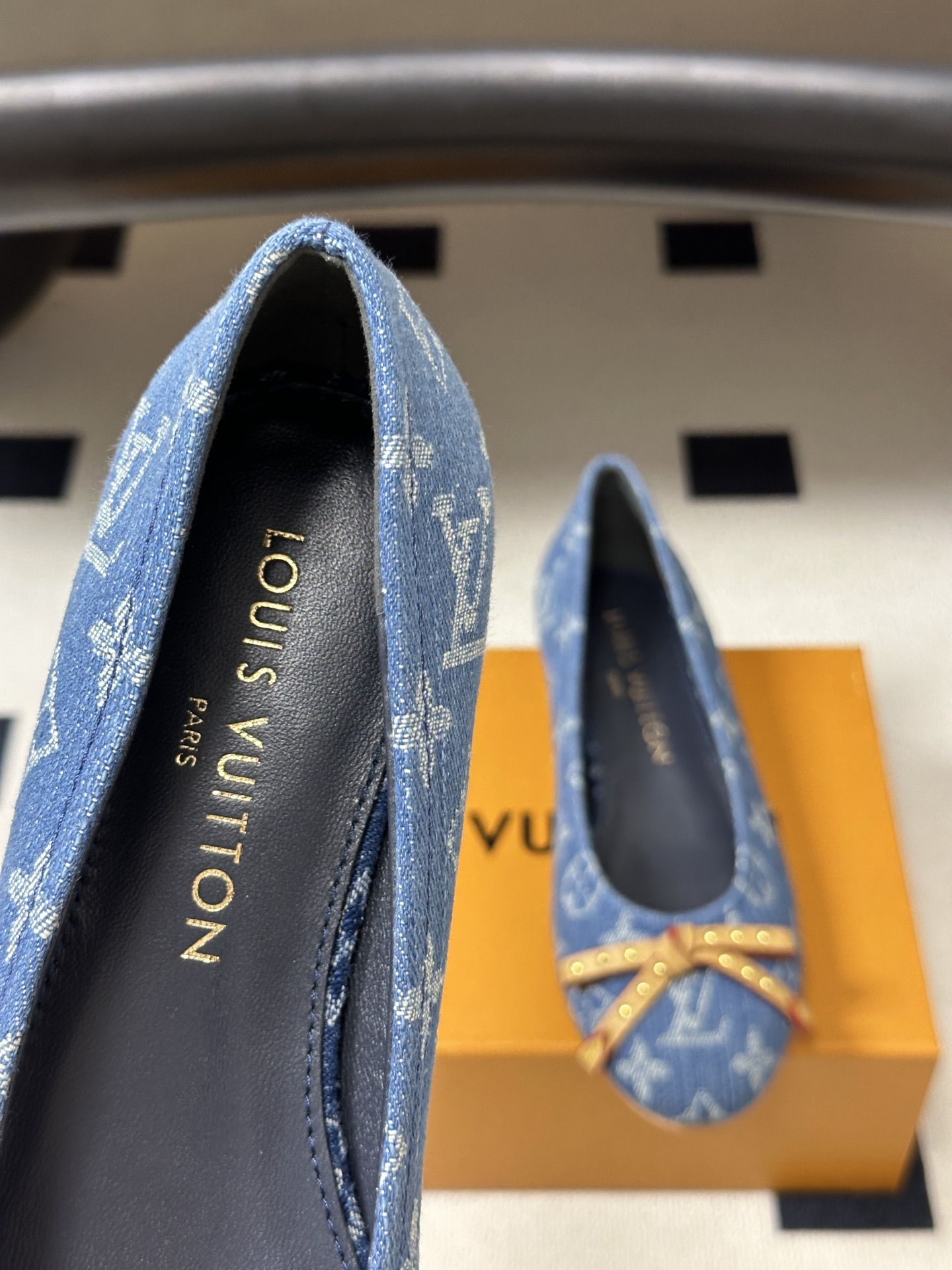 26Ss春季新款Louis Vuitton LV 老花芭蕾舞鞋蝴蝶结拼色平底单鞋丹宁牛仔布船鞋 本款Darling芭蕾平