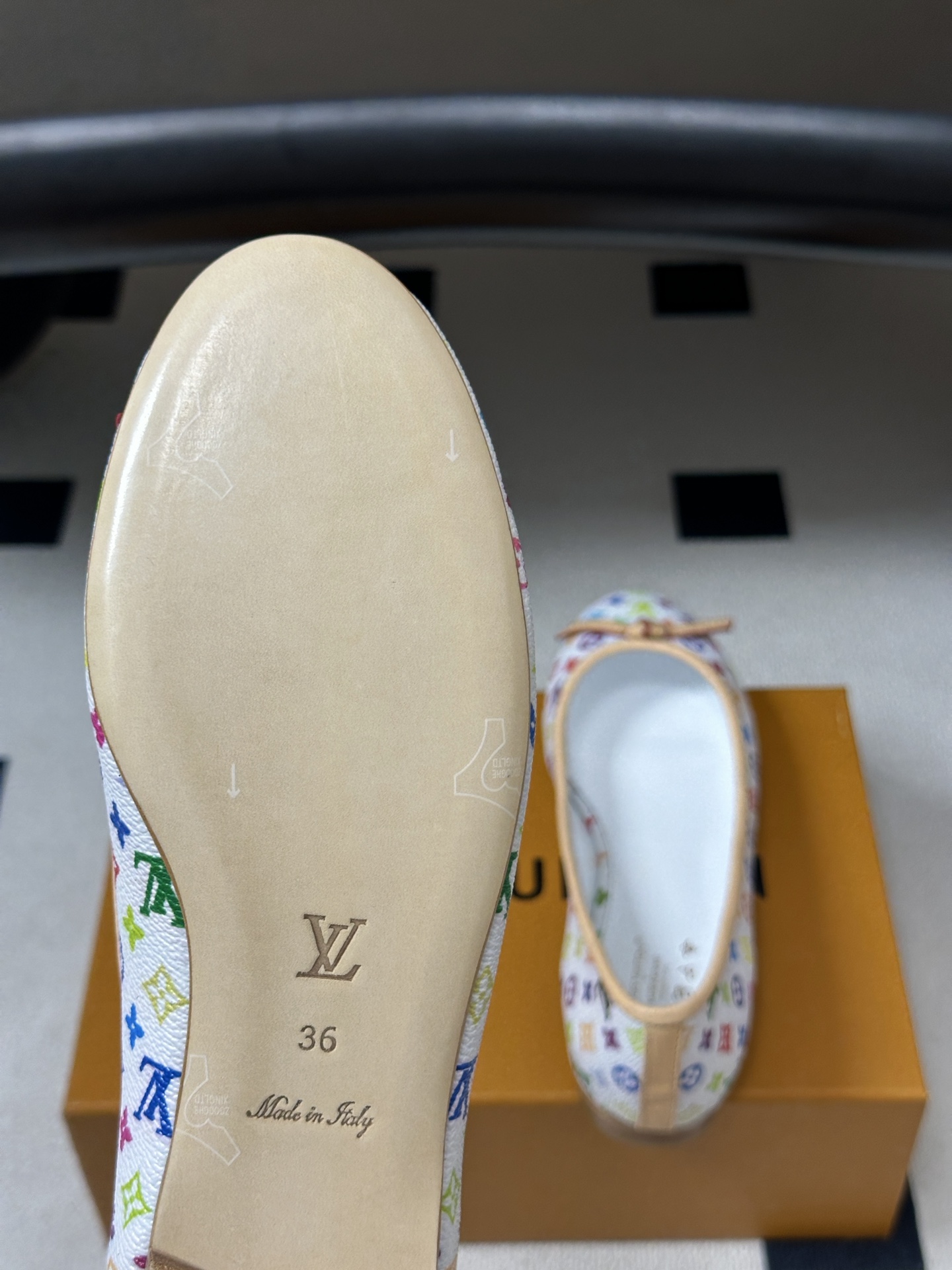 26Ss春季新款Louis Vuitton LV X TM DARLING 村上隆联名老花芭蕾舞鞋蝴蝶结拼色平底单鞋经典