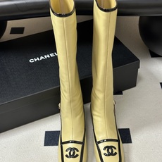 Chanel 香奈儿2026春夏新款 小香 26B走秀款经典双C电绣细高跟长靴方平头拼色后拉链平底/高跟弹力长靴 自带清 Chanel 香奈儿2026春夏新款 小香 26B走秀款经典双C电绣细高跟长靴方平头拼色后拉链平底/高跟弹力长靴 自带清