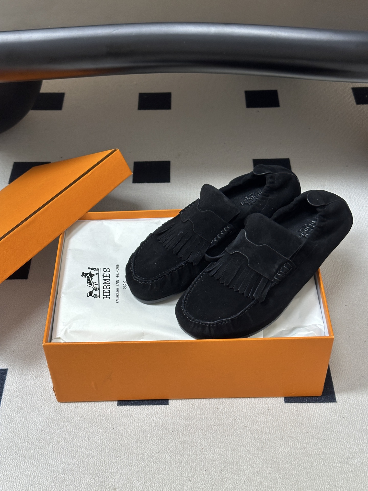 顶级品质 Hermes 爱马仕🐎H家 26s 早秋新款Nod乐福鞋系列麂皮绒面圆头复古老钱风乐福鞋流苏勃肯风平底休闲鞋 