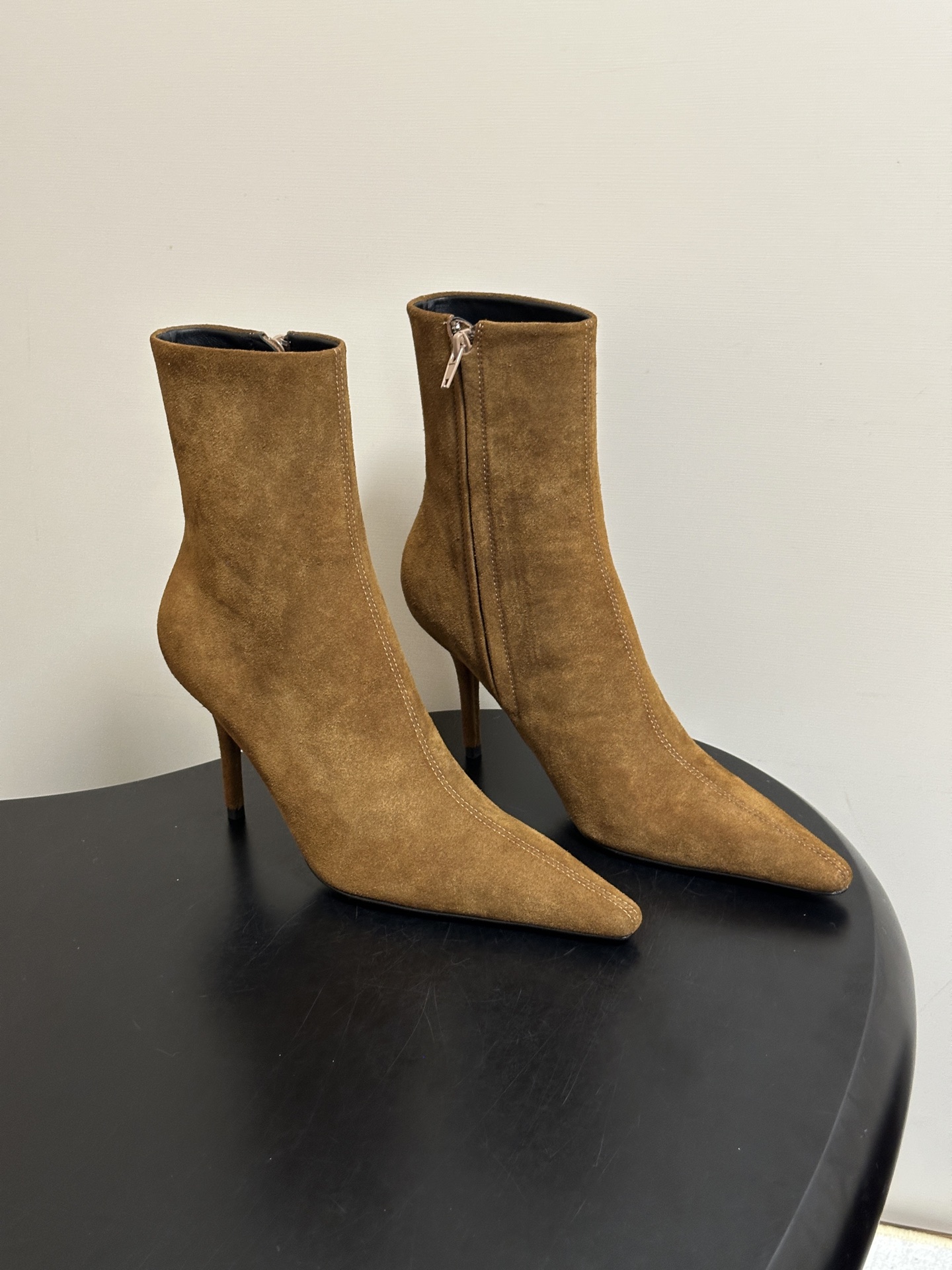 Tan Pointed Toe Ankle Boots