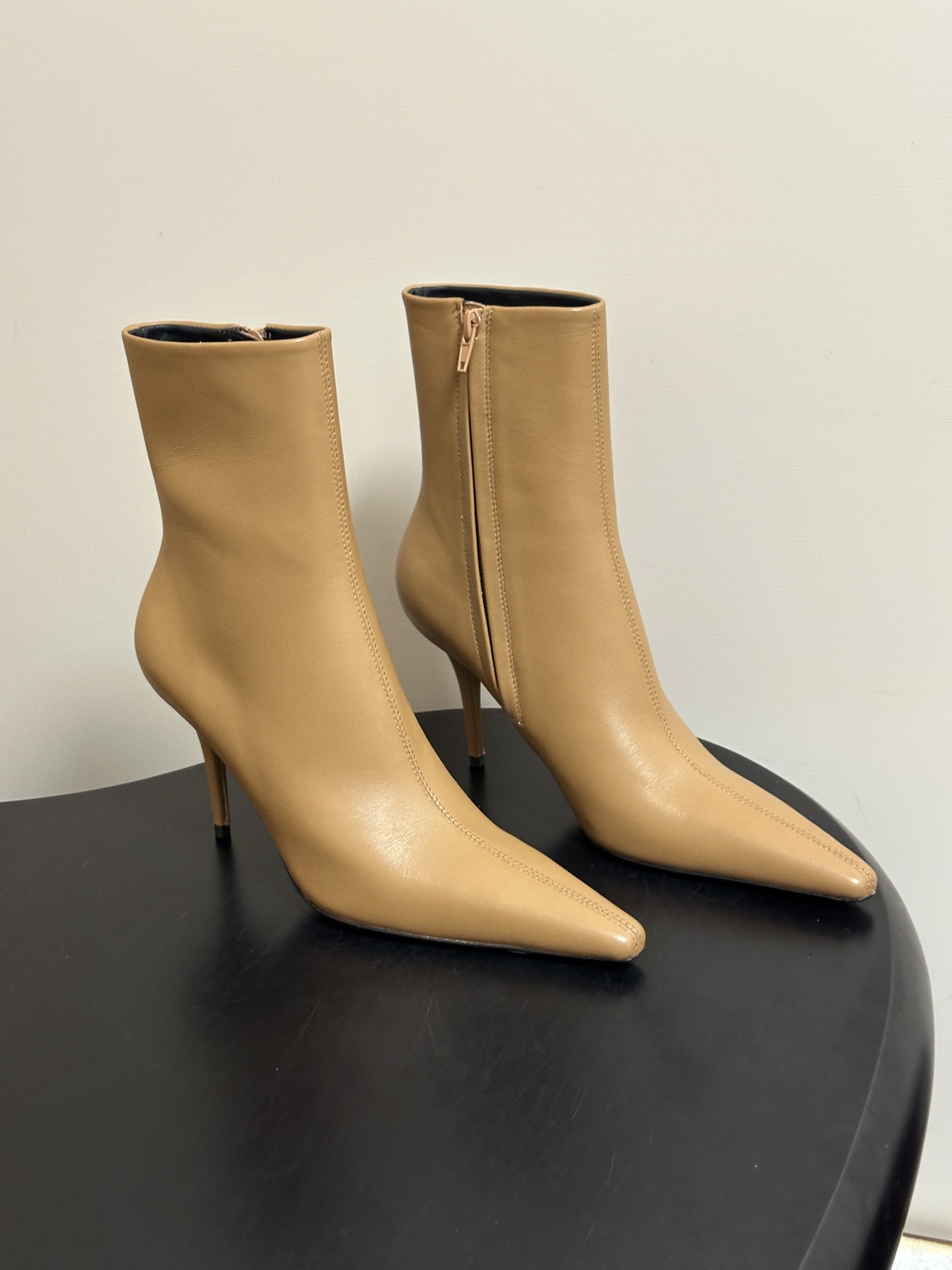 Tan Pointed Toe Ankle Boots