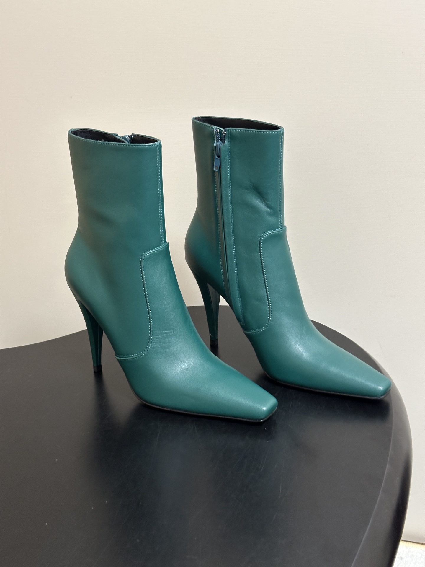 Teal Stiletto Ankle Boots