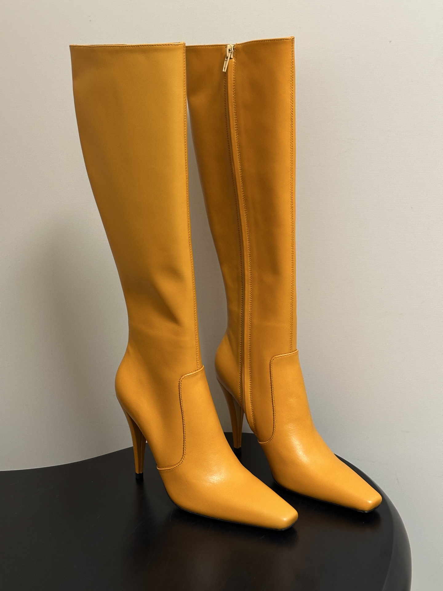 Mustard Yellow Stiletto Knee High Boots