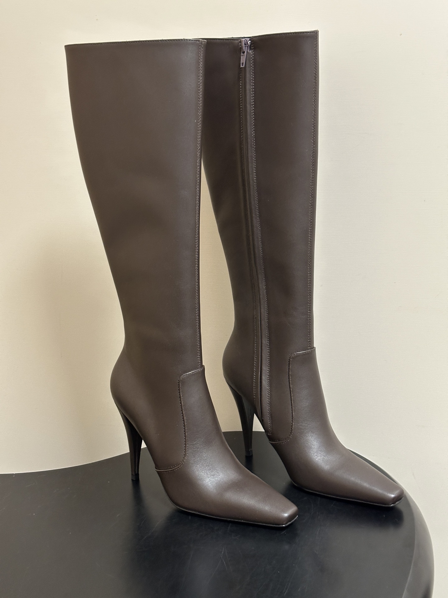 Brown Stiletto Knee High Boots