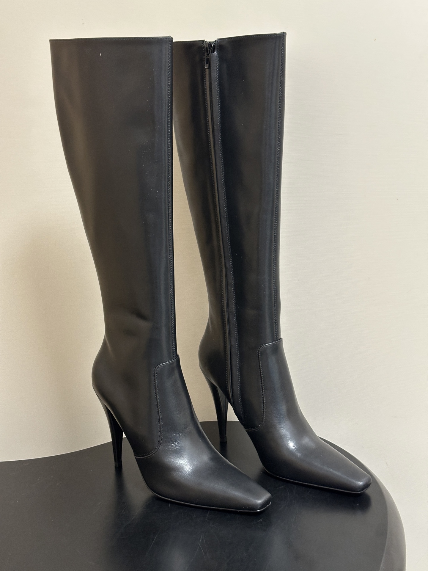 Black Stiletto Knee High Boots