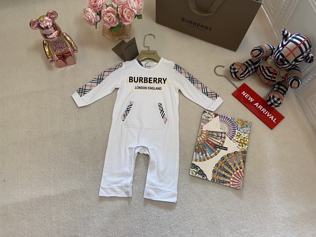 Burberry Sklep
 Odzież Odzież dziecięca Onesies Niebieski Ciemny niebieski Biały Dzieci Dziewczyna Unisex Bawełna