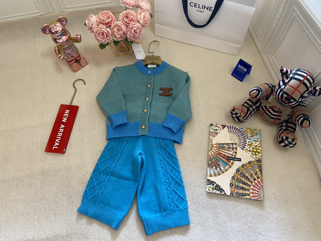 Trendy Knit Sweater and Broad-Legged Pants Set in Sea Salt Blue: Customer-Fabricated, High-Quality, Delicate - 图片 7