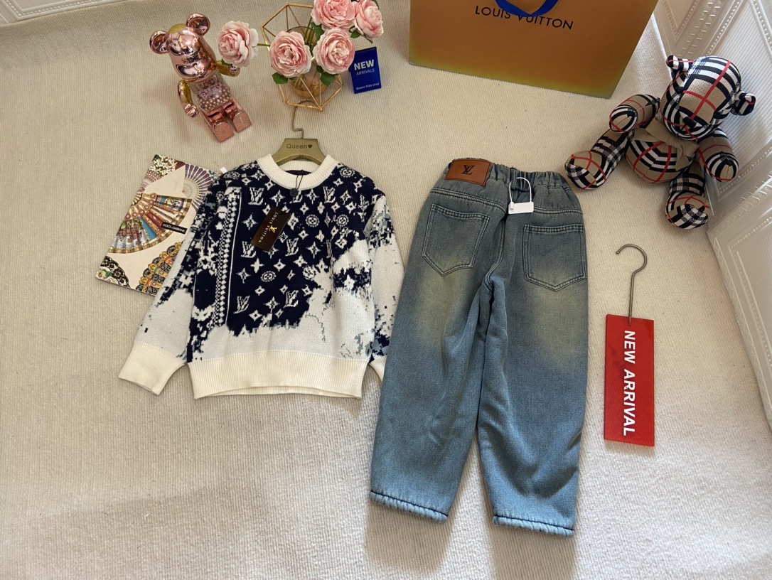 2024SS High-end Knitting Kit for Girls and Boys: Sweaters, Jeans in Various Sizes - 图片 2