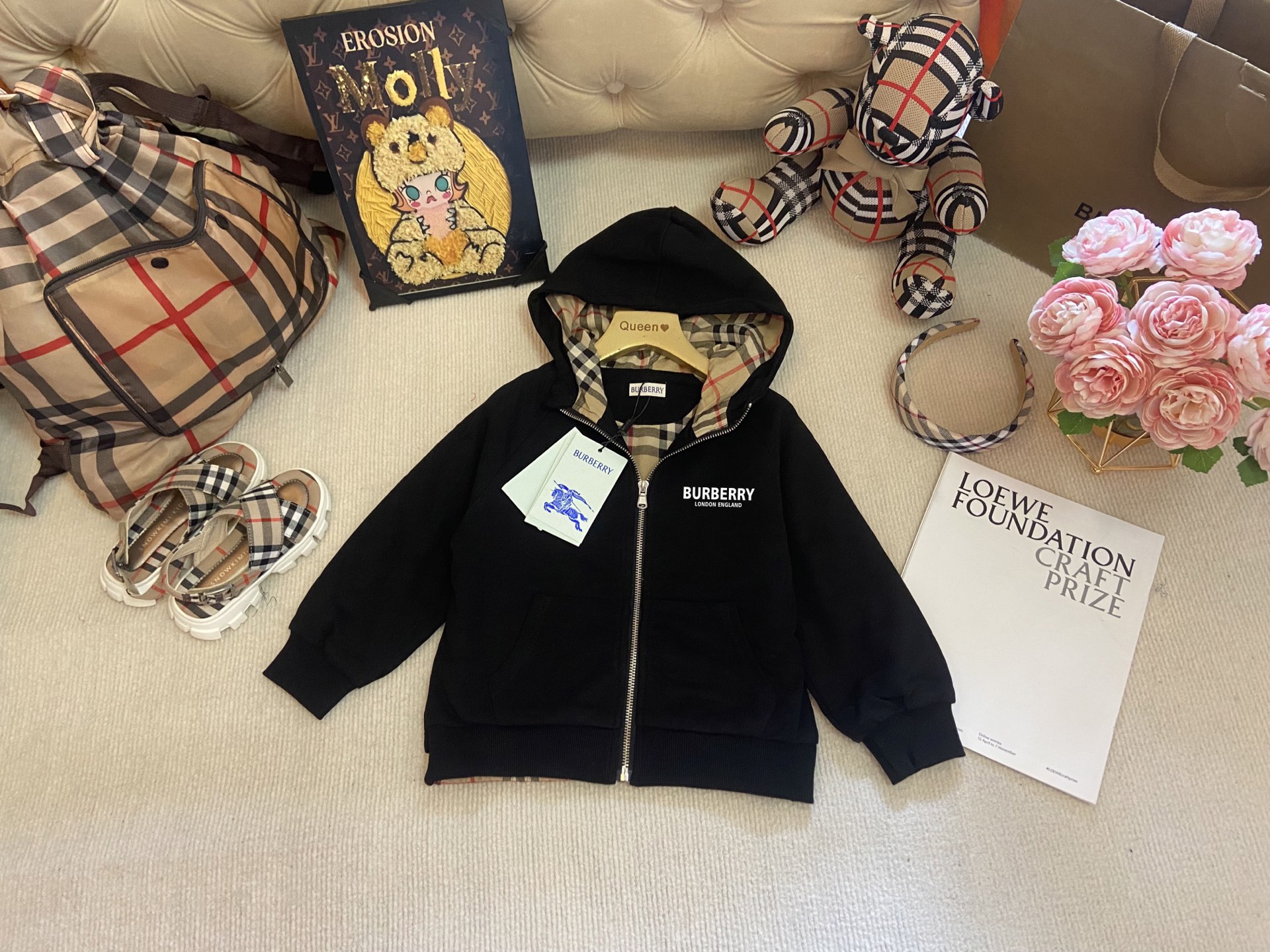 Burberry Kids' Black Hooded Zip-Up Sweatshirt - Soft Cotton Blend