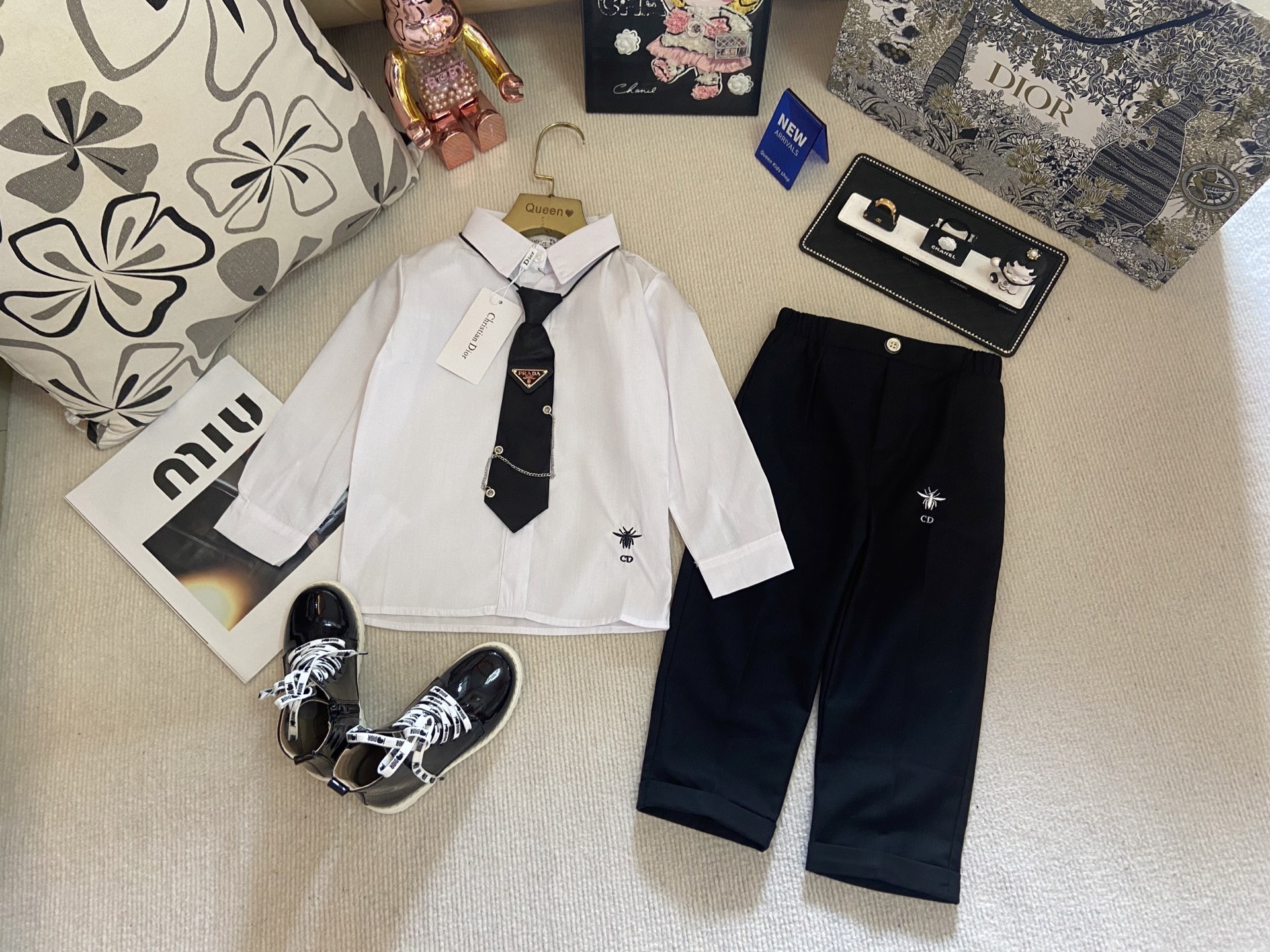 Exclusiva foto real💗128@ Corbata+15@ Última novedad de otoño Camisa de manga larga para niño de la marca Di*r + conjun…