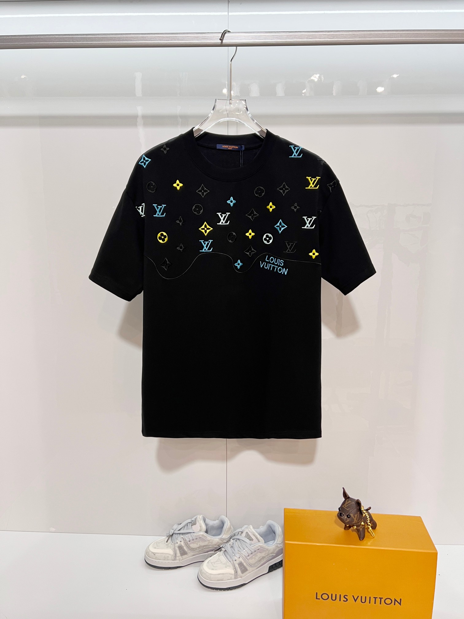 P80 Louis Vuitton/Luis Vuitton camiseta de cuello redondo de manga corta de alta calidad 320 gramos, clásico de la marc…