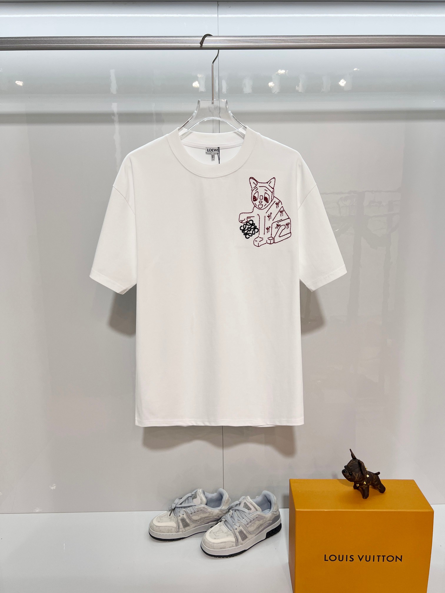Loewe LOEWE 罗意威 2026新款 线条毛线刺绣小猫logo 短袖t恤