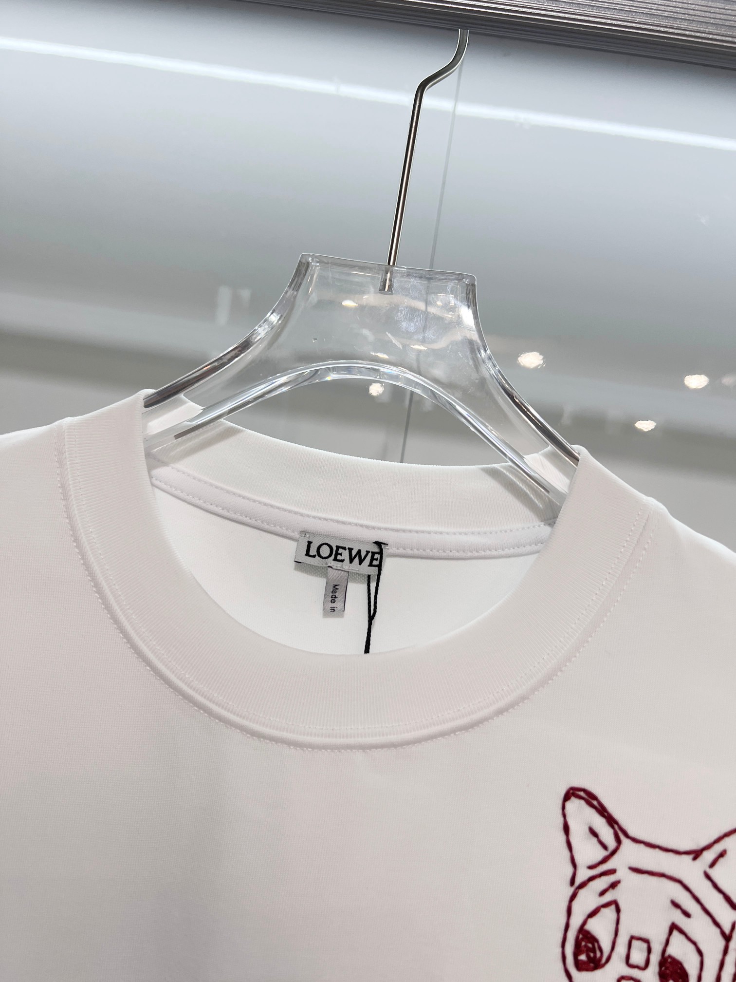 Loewe LOEWE 罗意威 2026新款 线条毛线刺绣小猫logo 短袖t恤
