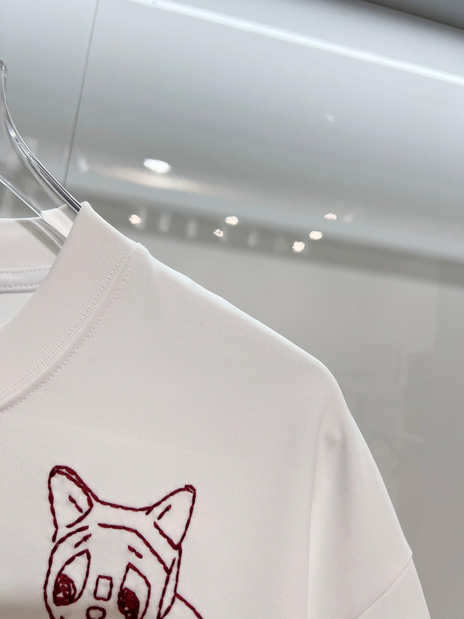 Loewe LOEWE 罗意威 2026新款 线条毛线刺绣小猫logo 短袖t恤