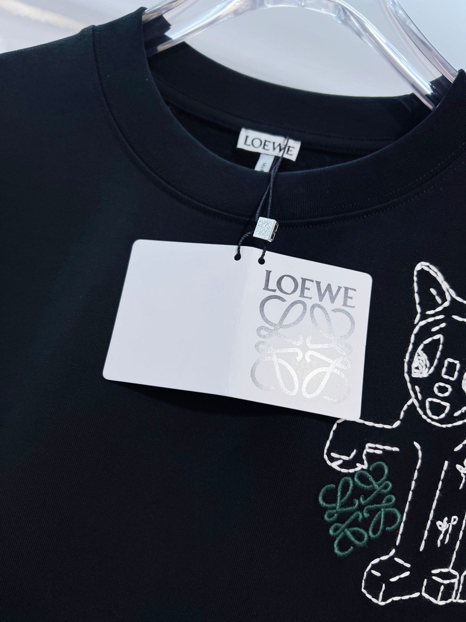 Loewe LOEWE 罗意威 2026新款 线条毛线刺绣小猫logo 短袖t恤