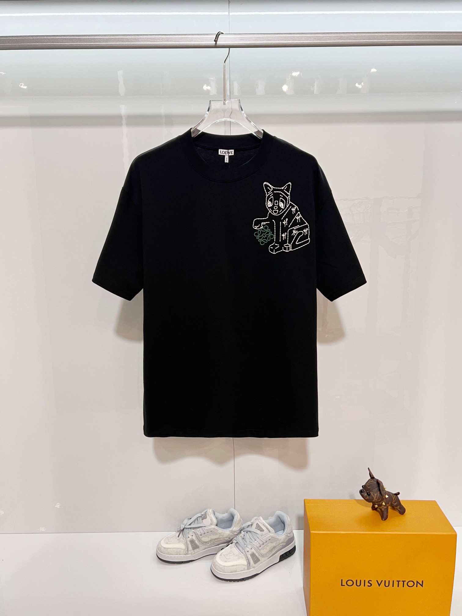 Loewe LOEWE 罗意威 2026新款 线条毛线刺绣小猫logo 短袖t恤