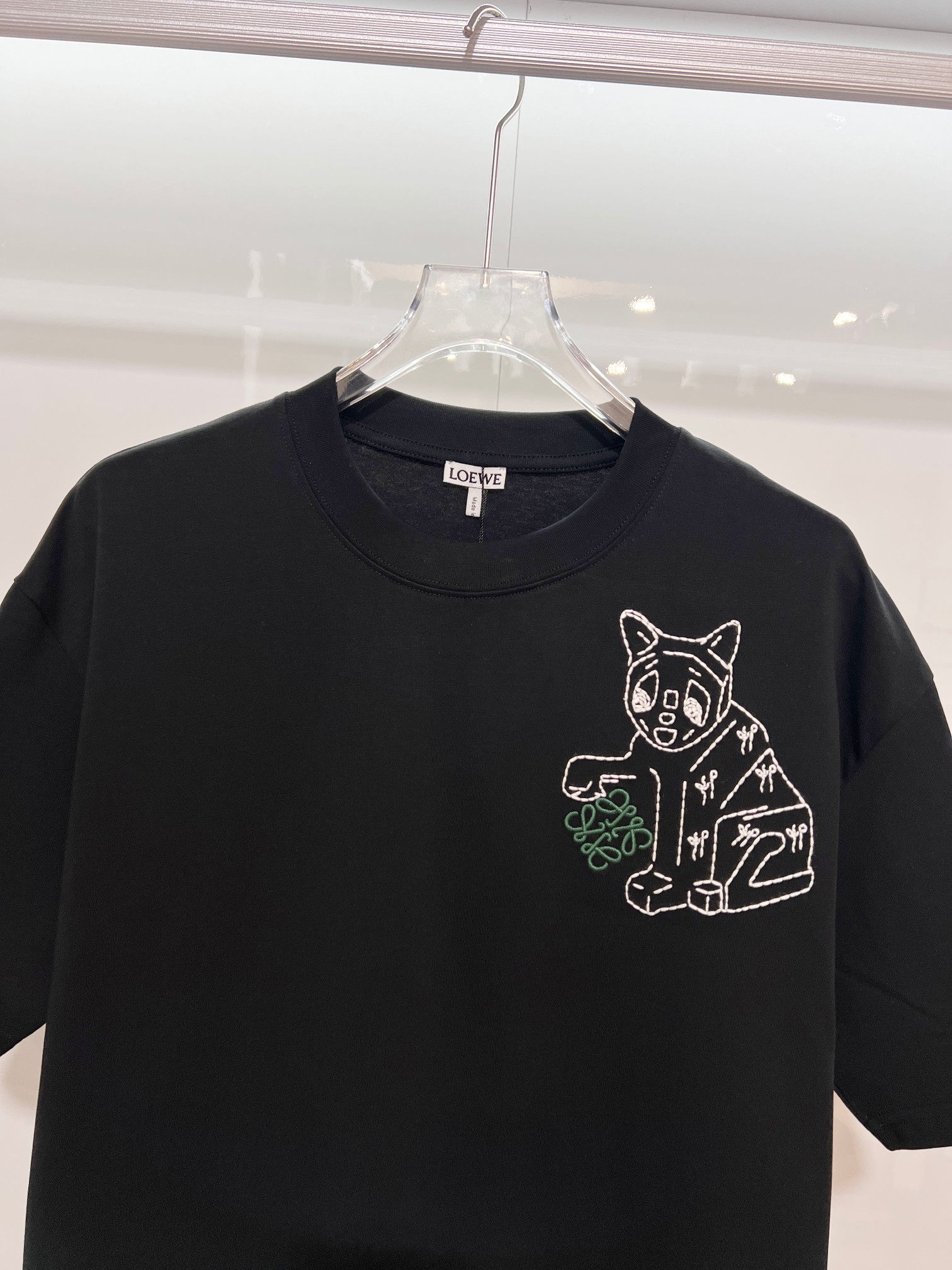 Loewe LOEWE 罗意威 2026新款 线条毛线刺绣小猫logo 短袖t恤