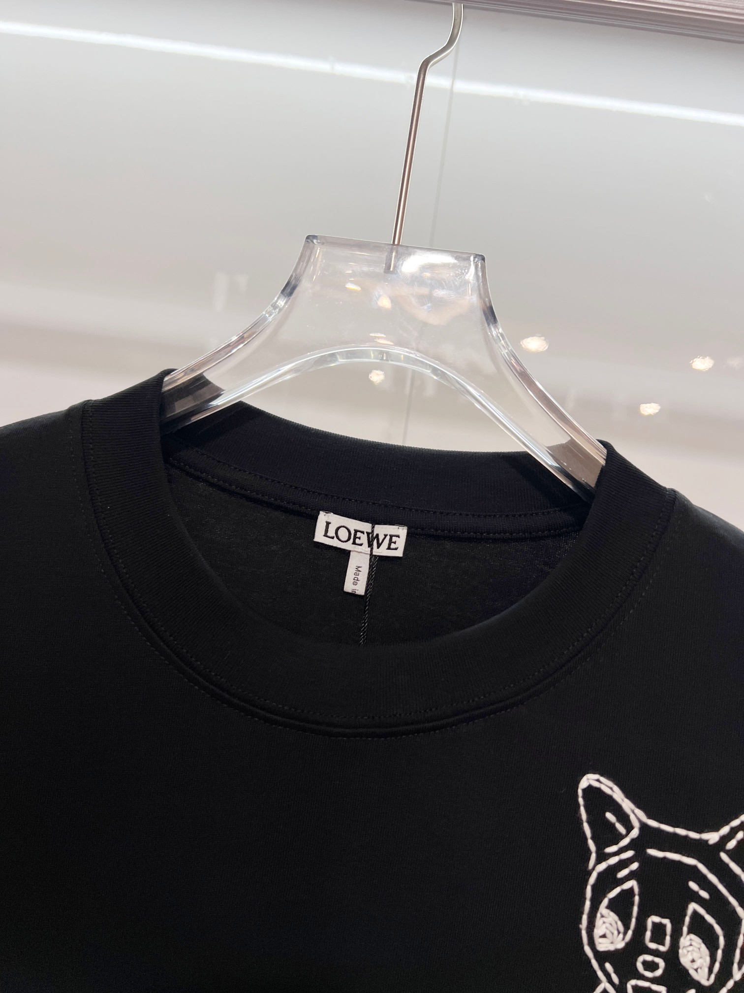 Loewe LOEWE 罗意威 2026新款 线条毛线刺绣小猫logo 短袖t恤