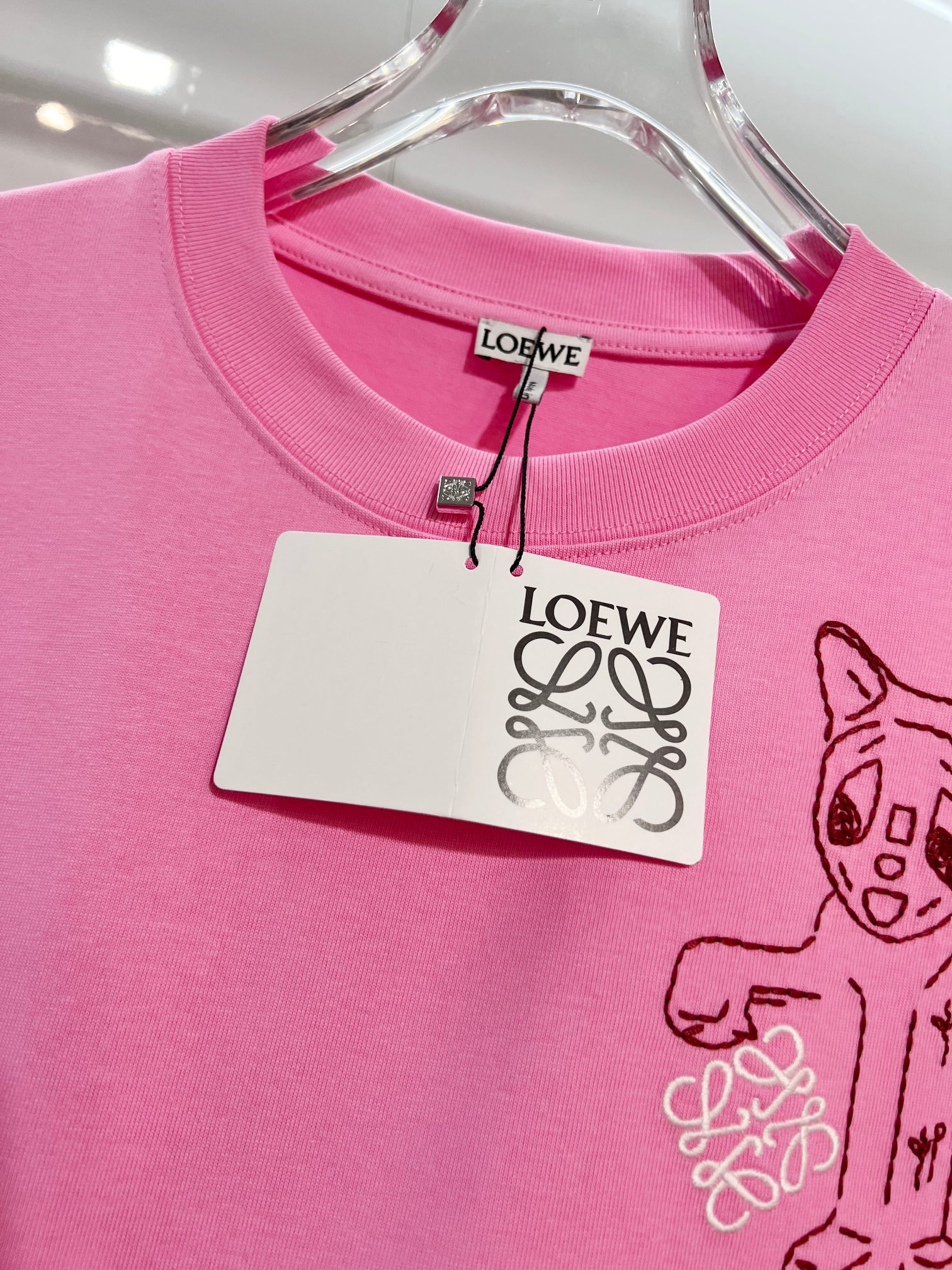 Loewe LOEWE 罗意威 2026新款 线条毛线刺绣小猫logo 短袖t恤