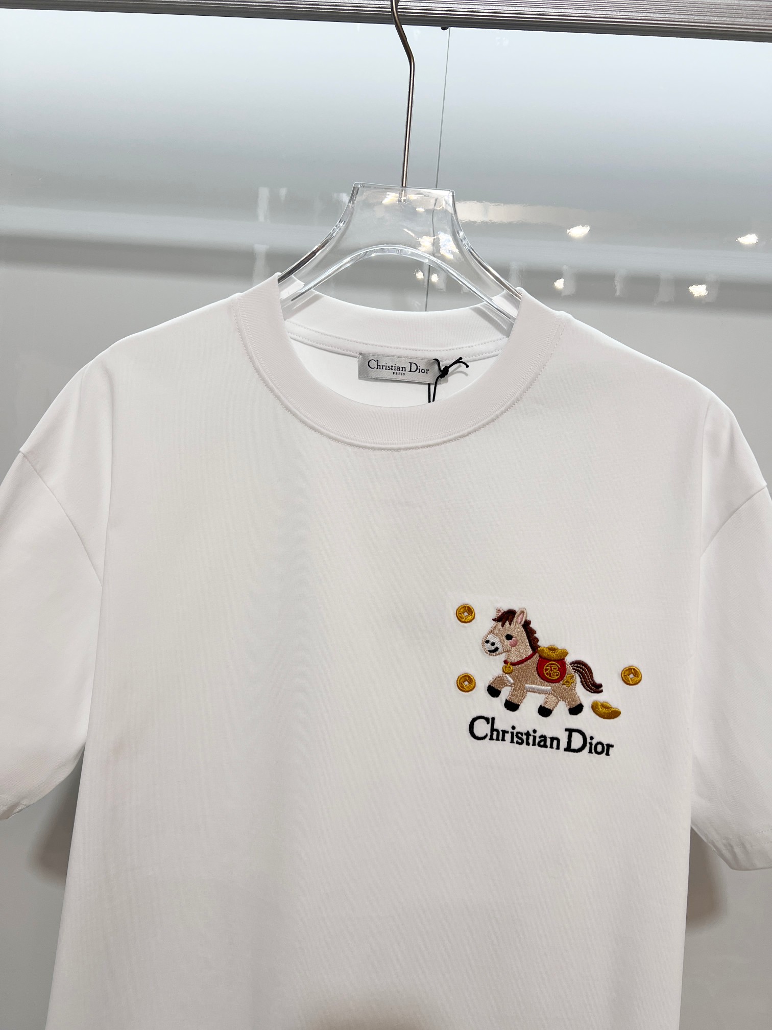 Dior DIOR 迪奥 2026新款 马年限定 金银财宝福马刺绣字母logo 短袖t恤