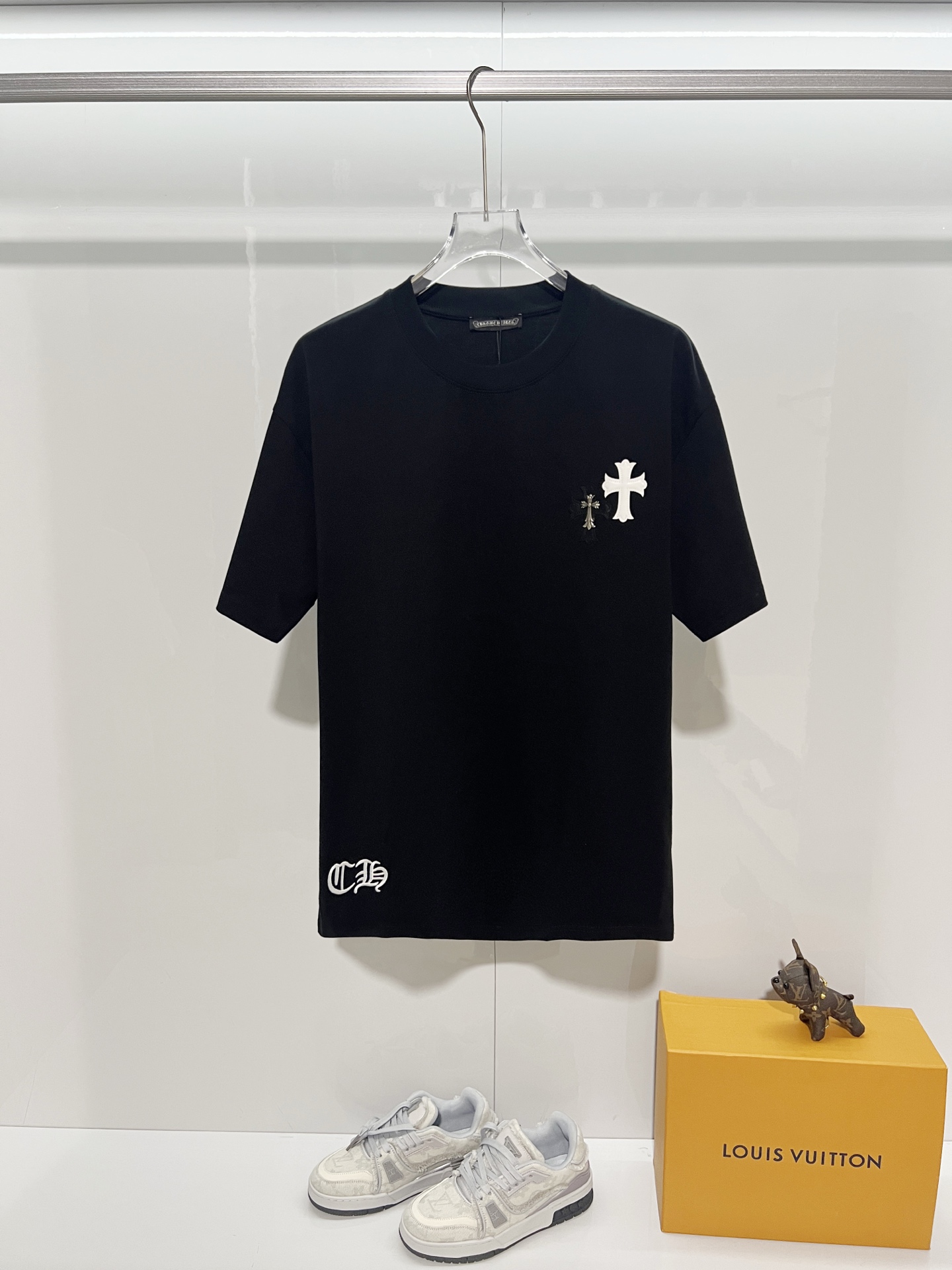 Chrome Hearts Chrome Hearts 克罗心 2026新款 拼皮+金属十字架logo 短袖t恤