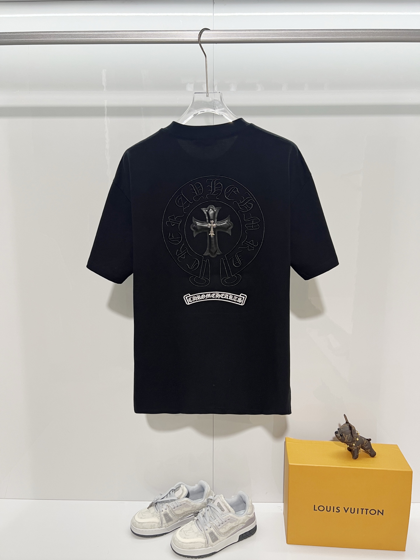 Chrome Hearts Chrome Hearts 克罗心 2026新款 拼皮+金属十字架logo 短袖t恤