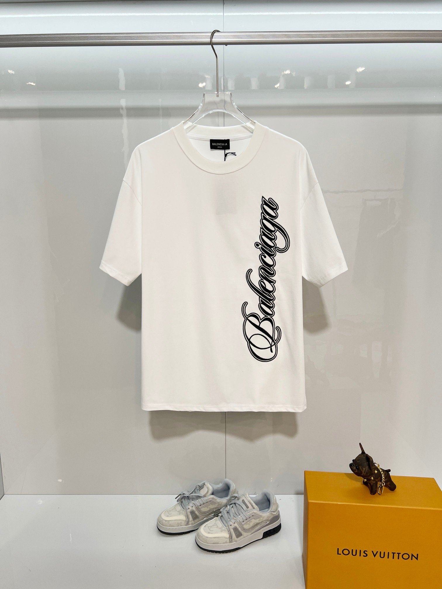 P85 BALENCIAGA/Balenciaga Camiseta de manga corta con cuello redondo de 320 g de alta calidad Marca clásica Edición lim…